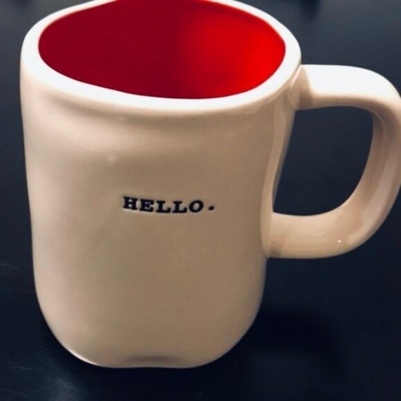 Rae Dunn Hello Typewriter Font Coffee Tea Mug - Picture 4 of 7